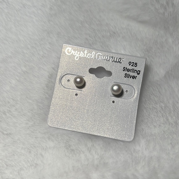 Sterling Silver Faux Pearl Stud Earring - Picture 2 of 3